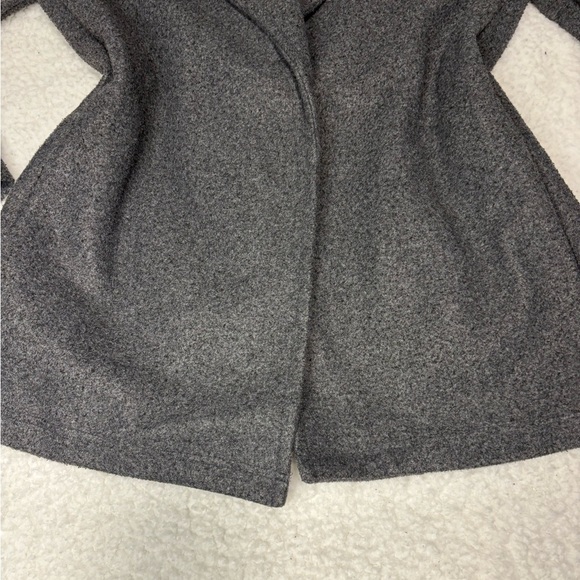 Zara Women Gray Felt Texture Short Open Peacoat - Picture 6 of 12